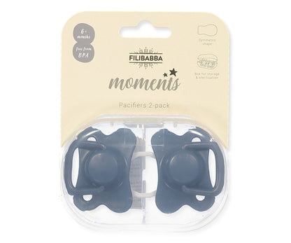 2 chupetas simétricas silicone azul marinho