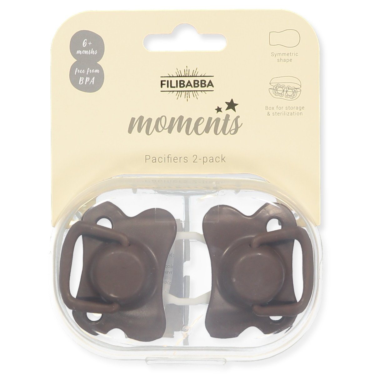 2 chupetas simétricas silicone chocolate