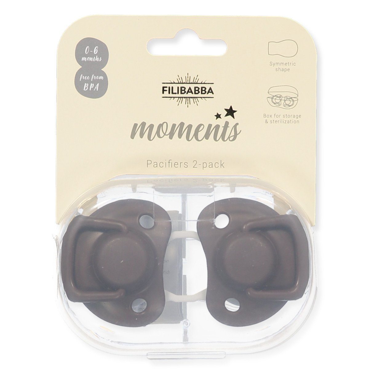 2 chupetas simétricas silicone chocolate