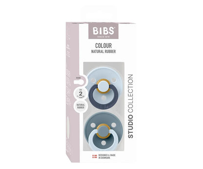 2 chupetas redondas BIBS Studio Colour Fusion Baby Blue Petrol