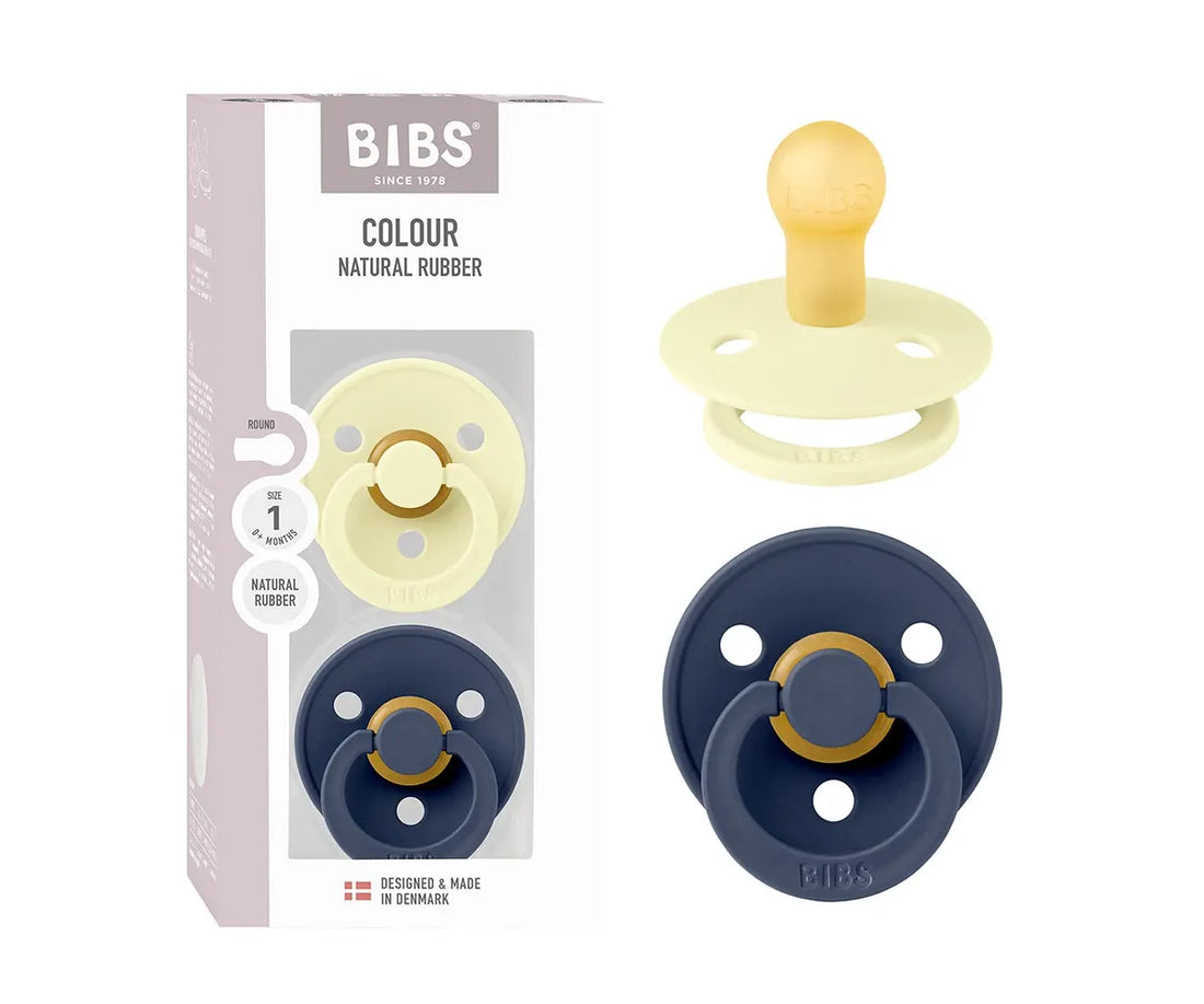 2 chupetas redondas BIBS Colour luna | deep space