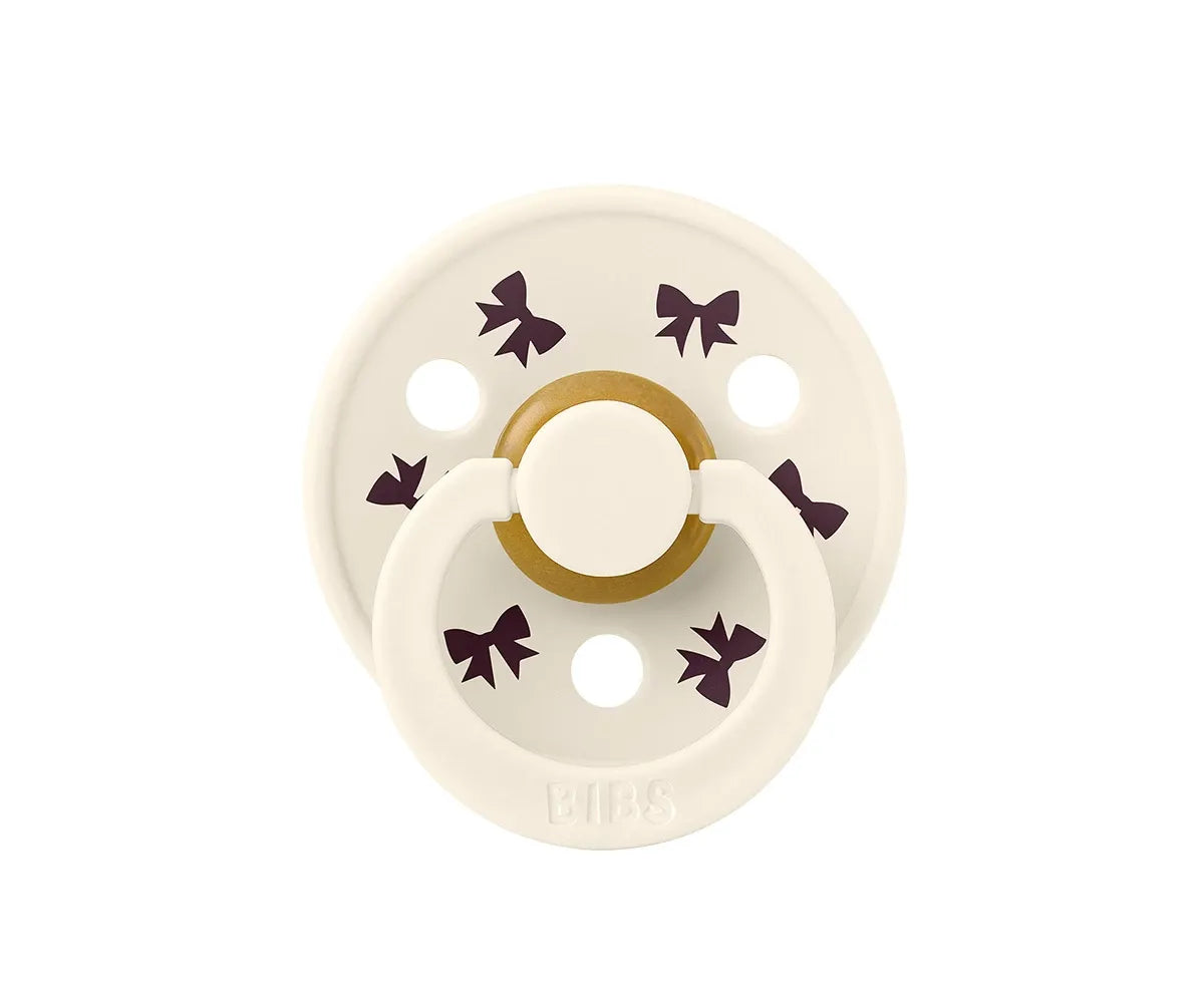 2 chupetas redondas BIBS Colour Natal bow ivory | plum