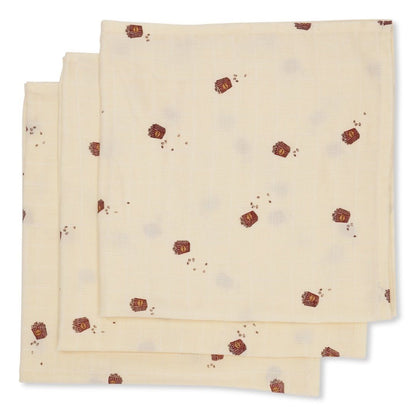 3 pack muslin cloth - popcorn Konges sløjd Muslin Konges sløjd 