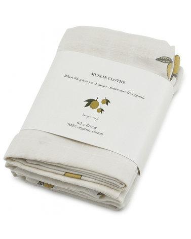 3 pack muslin cloth - lemon Konges sløjd Muslin Konges sløjd 