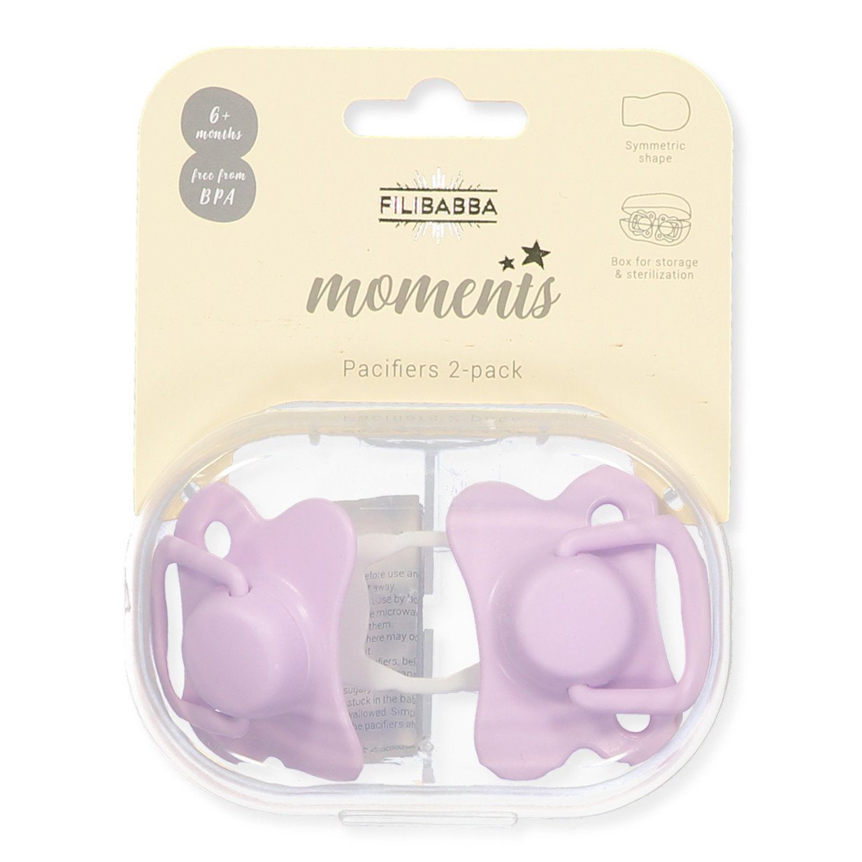 2 chupetas simétricas silicone light lavender