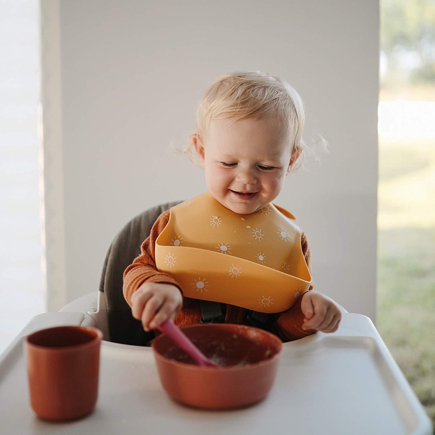 Silicone baby bib blush mushie bib mushie 