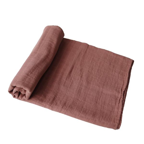 Muslin swaddle cognac mushie muslin mushie