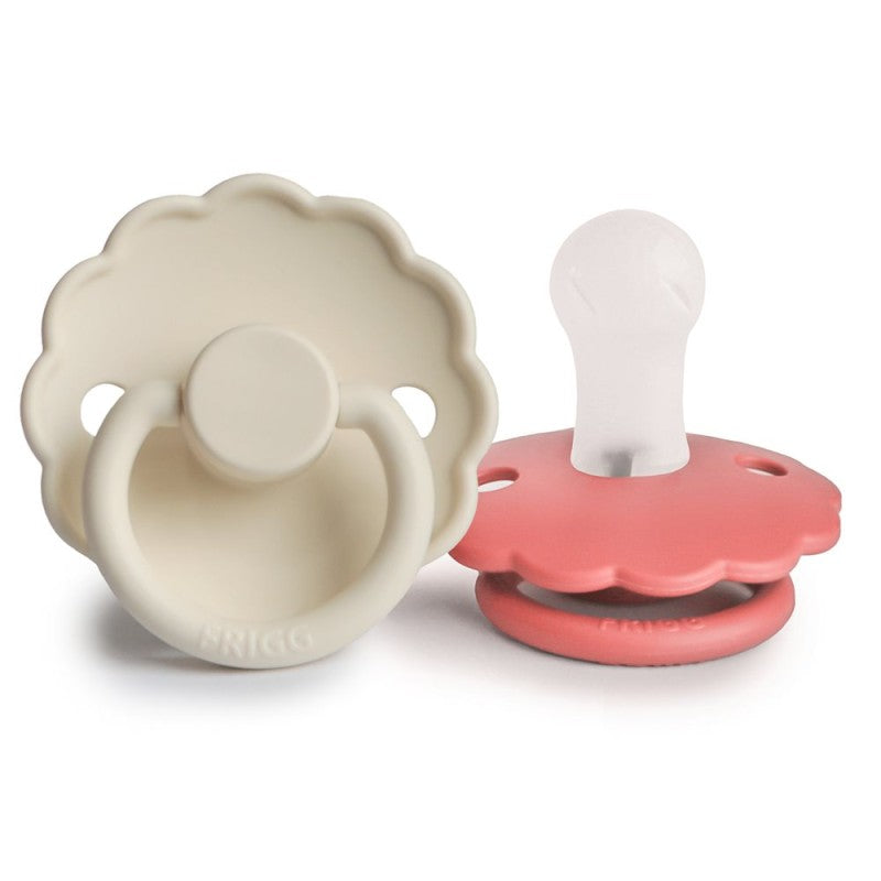 2 chupetas redondas SILICONE daisy cream | poppy