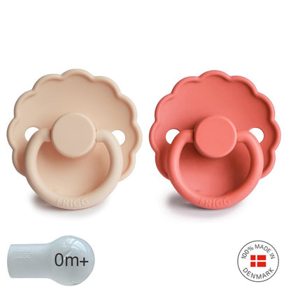 2 chupetas redondas SILICONE daisy pink cream | poppy