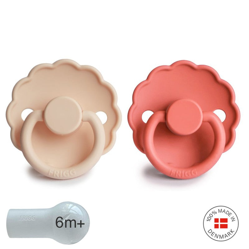 2 chupetas redondas SILICONE daisy pink cream | poppy