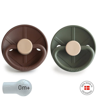 2 chupetas redondas silicone little viking cocoa | olive