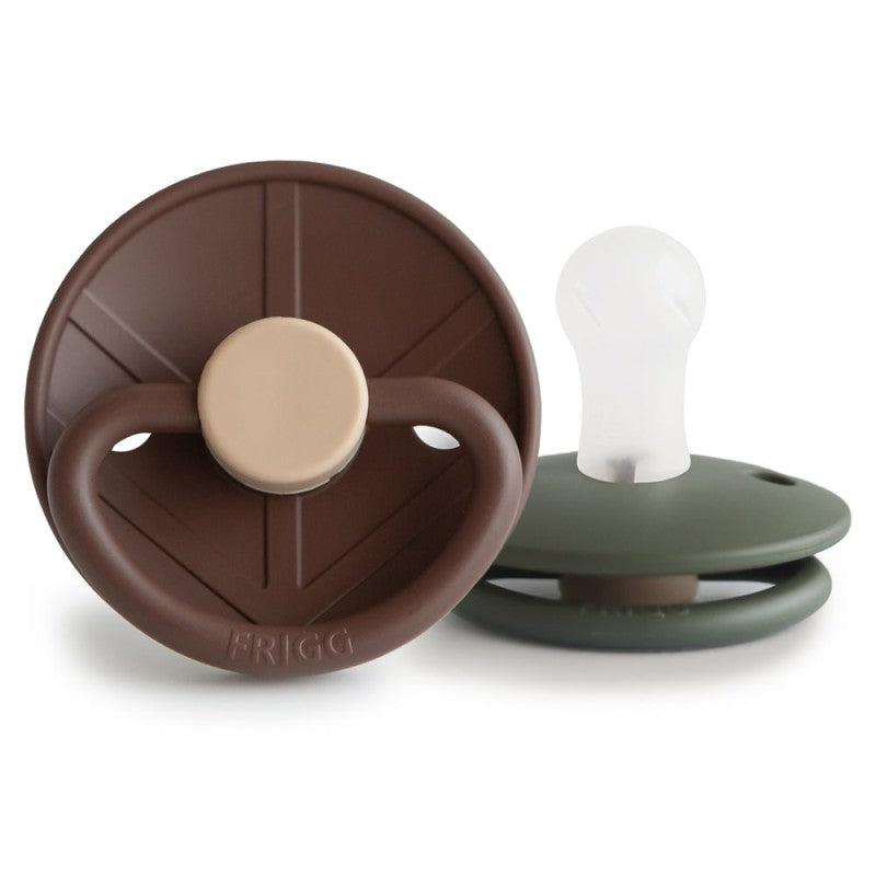 2 chupetas redondas silicone little viking cocoa | olive