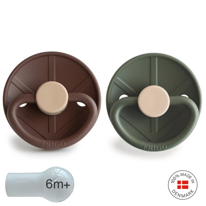 2 chupetas redondas silicone little viking cocoa | olive