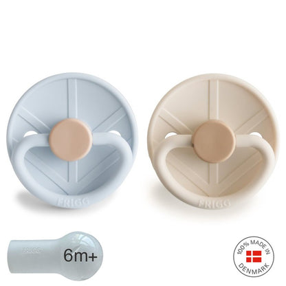 2 chupetas redondas silicone little viking powder blue | cream