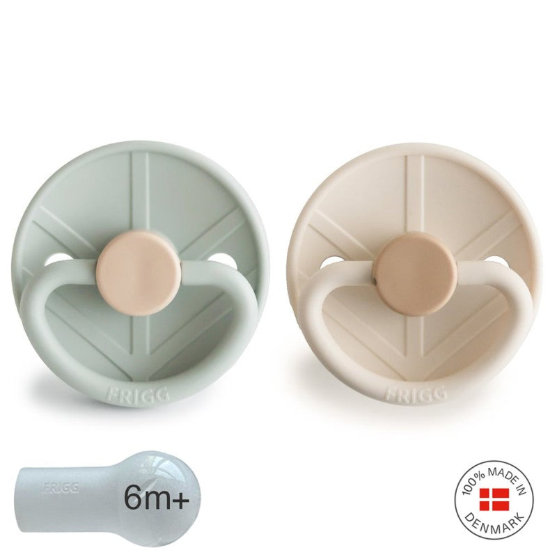 2 chupetas redondas silicone little viking sage | cream