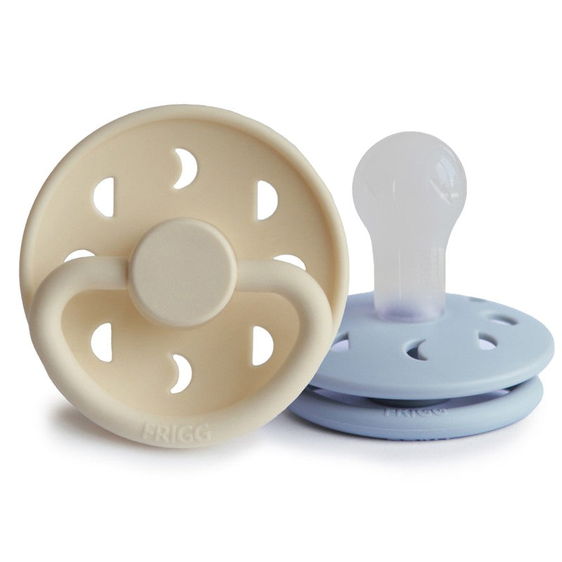 2 chupetas redondas SILICONE moon phase powder blue | cream