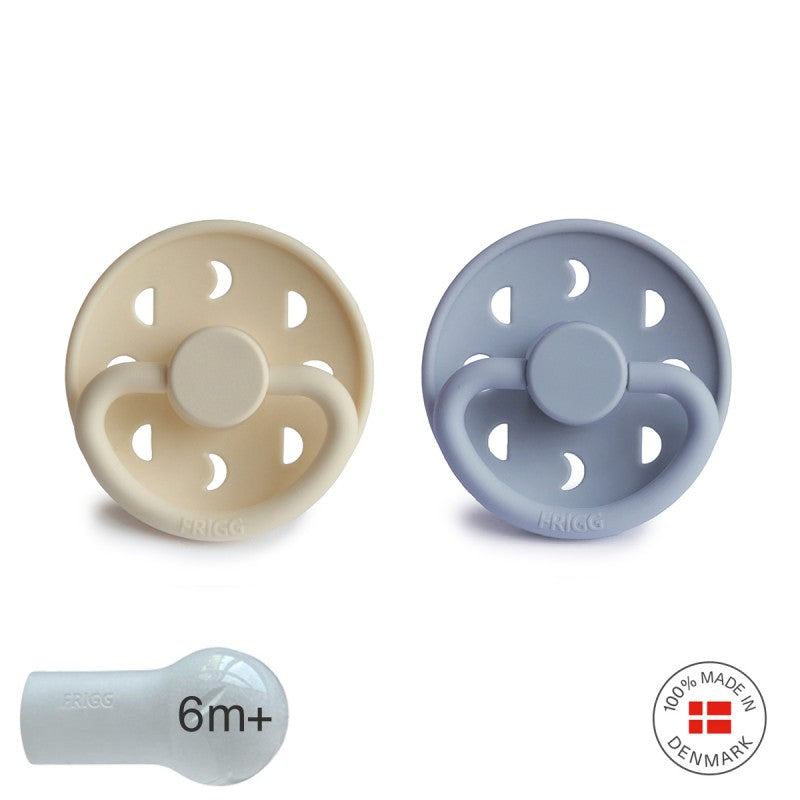 2 chupetas redondas SILICONE moon phase powder blue | cream