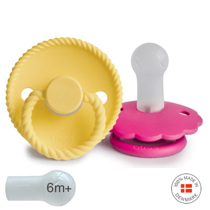 2 chupetas rope + daisy redondas SILICONE sunflower | fuchsia