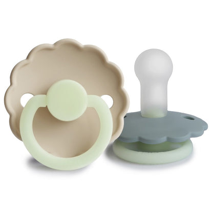 2 chupetas redondas silicone NOITE daisy FRIGG cream | french gray