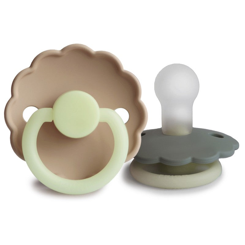 2 chupetas redondas silicone NOITE daisy FRIGG portobello | croissant