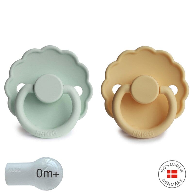 2 chupetas daisy baked seafoam/daffodil SILICONE Frigg FRIGG