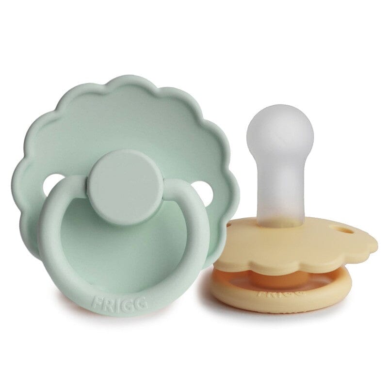 2 chupetas daisy baked seafoam/daffodil SILICONE Frigg FRIGG
