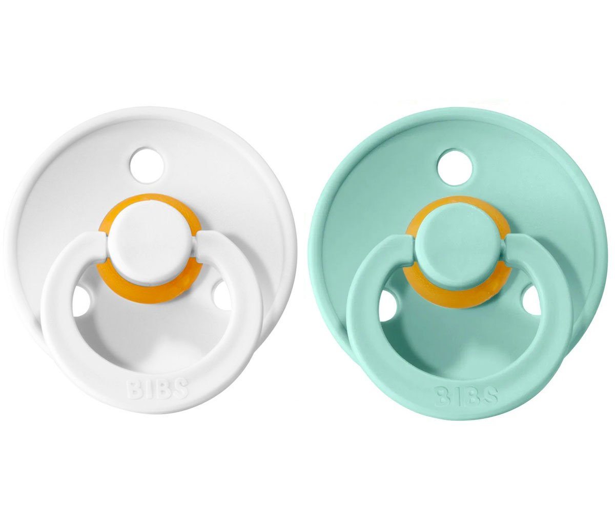 Bibs pacifier 6-18 months 2-pack mint + white Pacifier Bibs 